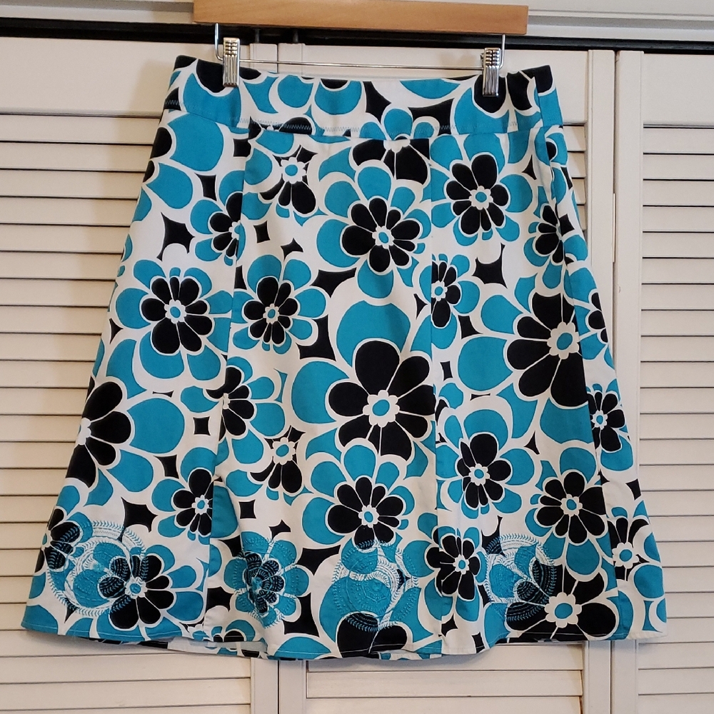 Kim Rogers Floral A-line Embroidered Skirt, Size 12